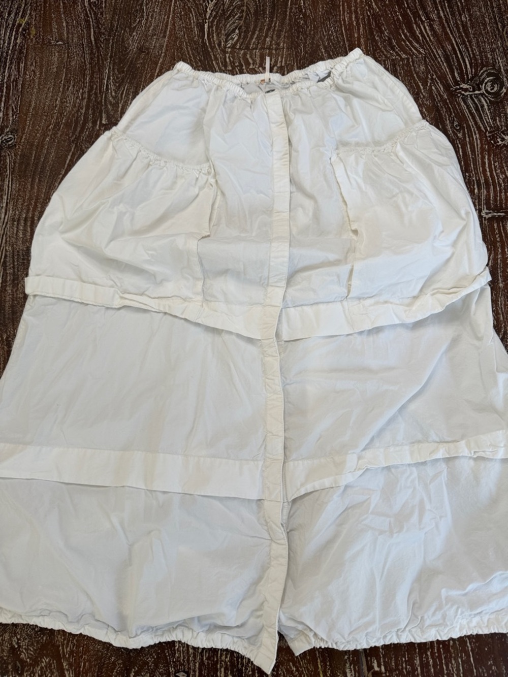 Free People White Tiered Button-Front Cotton Maxi Skirt